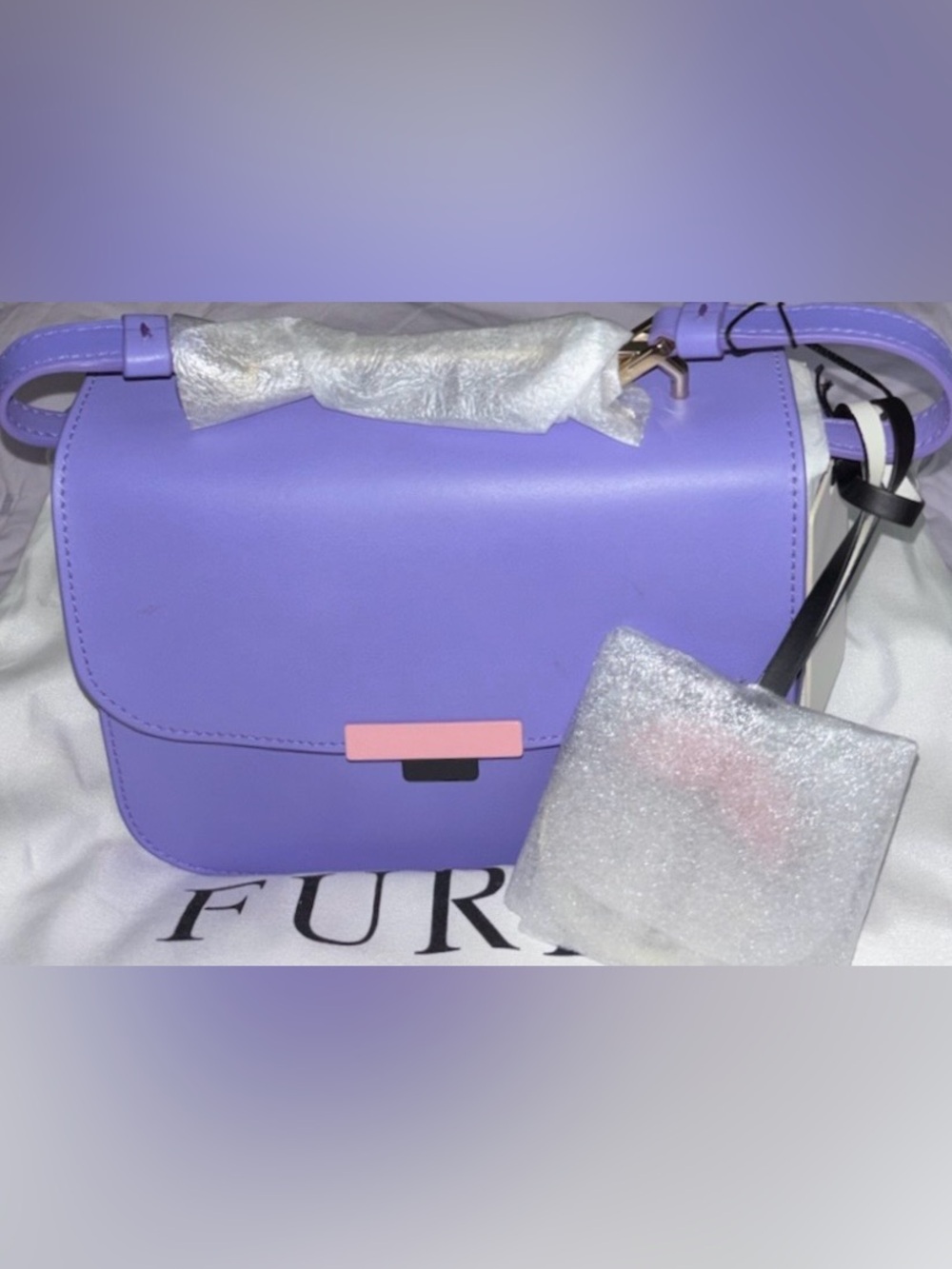 Furla BNWT Elisir Mini Crossbody Lilac Leather with Dust Bag - Picture 7 of 13